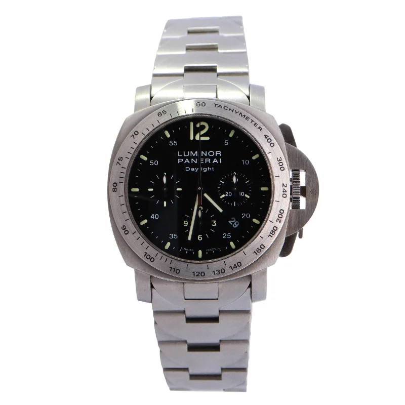 Panerai Daylight Stainless Steel 44mm Black Chronograph Dial Watch  Reference #: PAM00250