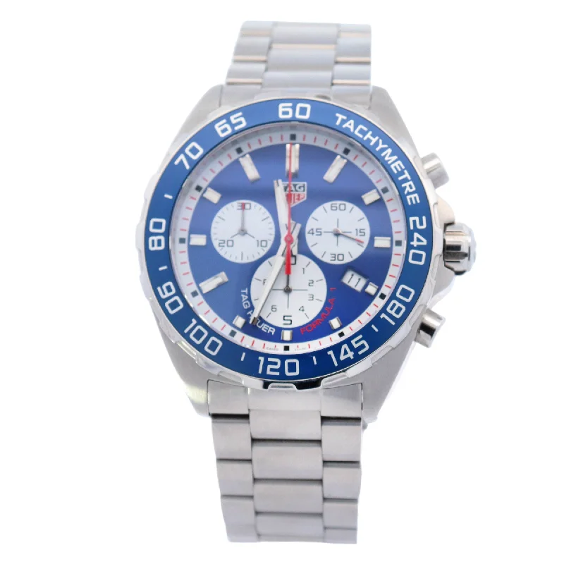 Tag Heuer Formula 1 Stainless Steel 43mm Blue Chronograph Dial Watch Reference# CAZ1018