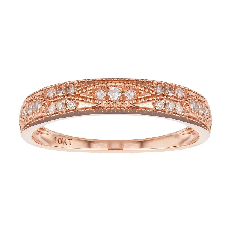 Viducci 10k Rose Gold 1/4ct Pave Milgrain Diamond Band