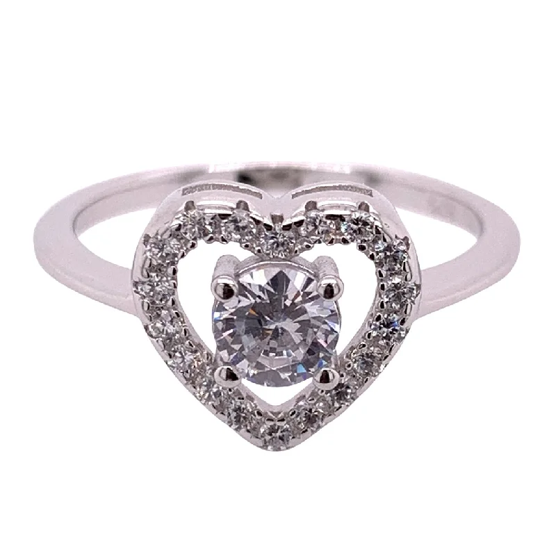 Sterling Silver Cubic Zirconia Heart Ring