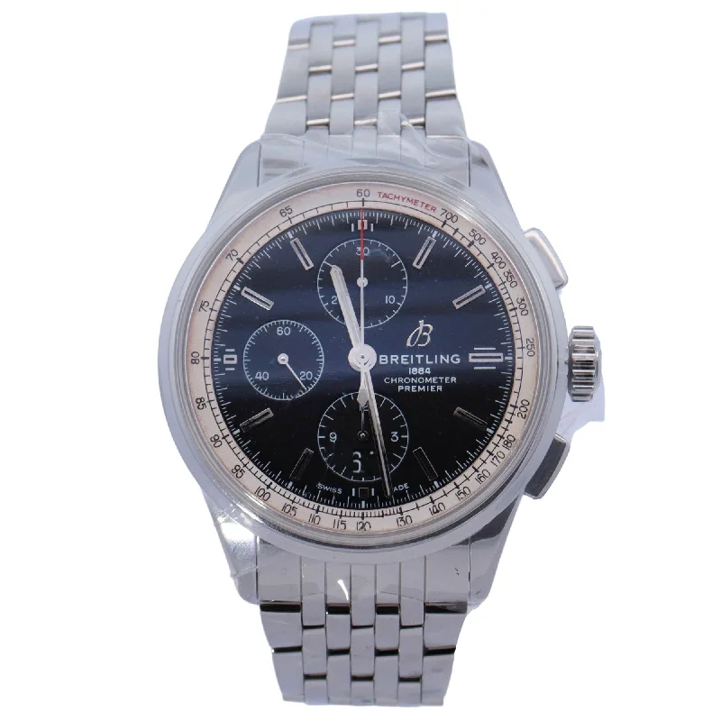 Breitling Premier Stainless Steel 42mm Black Chronograph Dial Watch Reference# A13315351B1A1