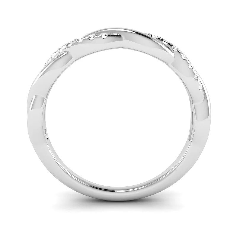 Marquee Jewels 1/10 Carat TW Diamond Wedding Band in 14K White Gold