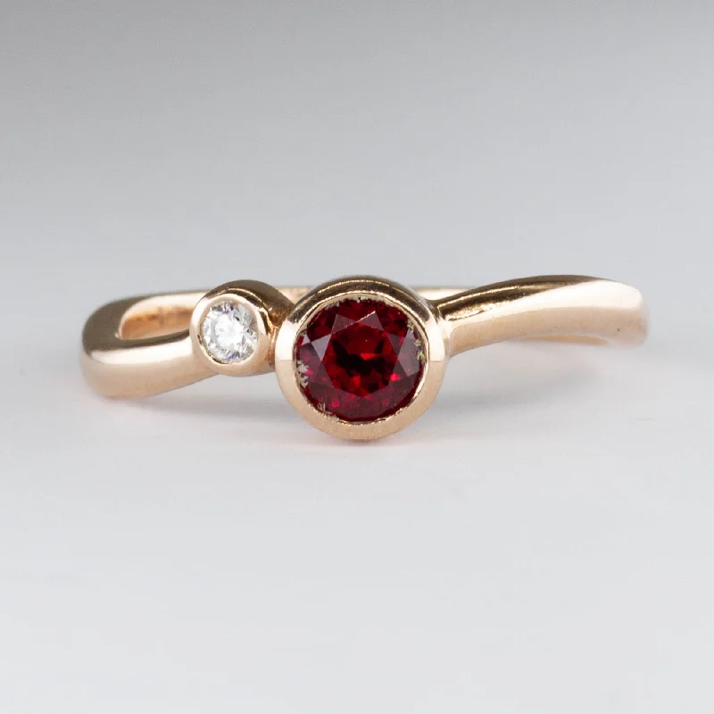 Synthetic Ruby & Diamond 14k Ring | 0.6ct, 0.06ctw | SZ 9 |