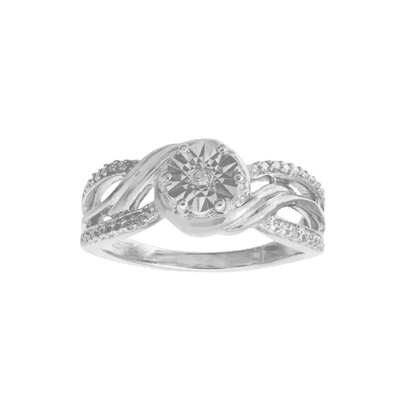 Diamond Set Multi Wrap Swirl Ring in Sterling Silver