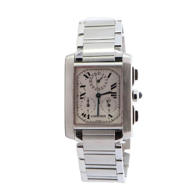 Cartier Tank Francaise Stainless Steel 28x37mm White Roman Dial Watch Reference #: W51001Q3