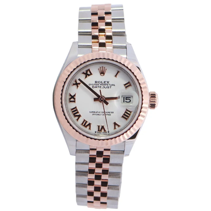 Rolex Datejust Two-Tone Stainless Steel & Rose Gold 28mm White Roman Dial Watch Reference# 279171