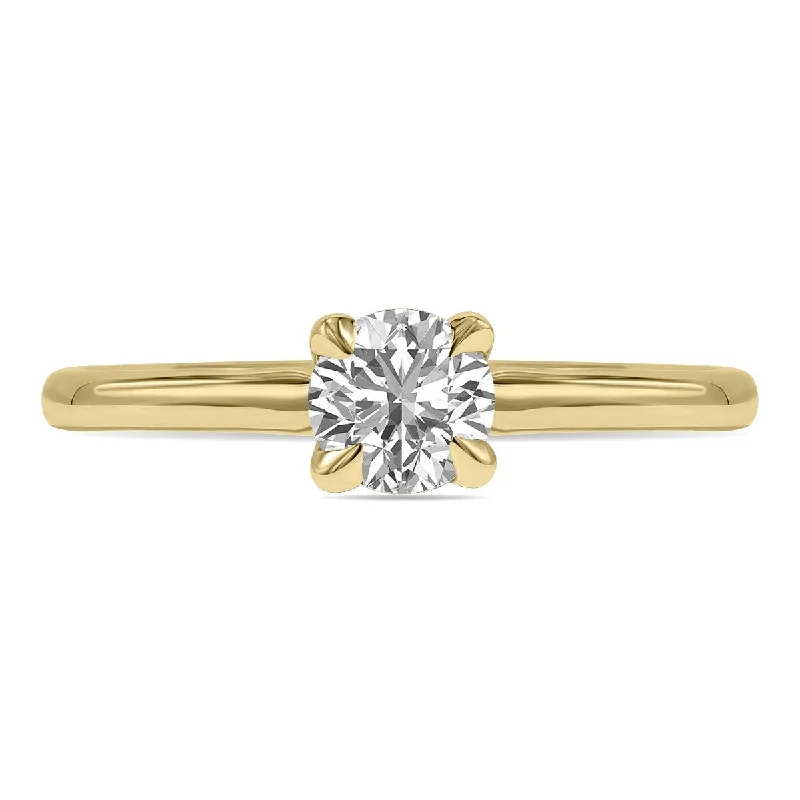 Marquee Lab Grown Certified 1/2 Carat Diamond Solitaire Ring in 14K Yellow Gold (F-G Color, S1-S2 Clarity)