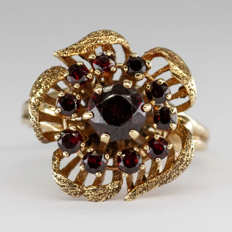 Garnet Cluster 10K Gold Ring | 1.3 ctw | SZ 8.75 |