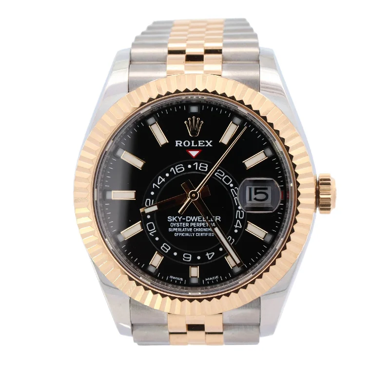 Rolex Sky-Dweller Two-Tone Yellow Gold & Stainless Steel 42mm Black Stick Dial Watch Reference# 326933