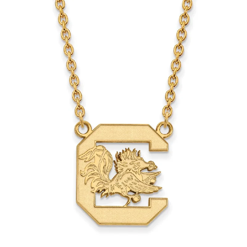 14k Gold Plated Silver South Carolina Large Gamecock Necklace