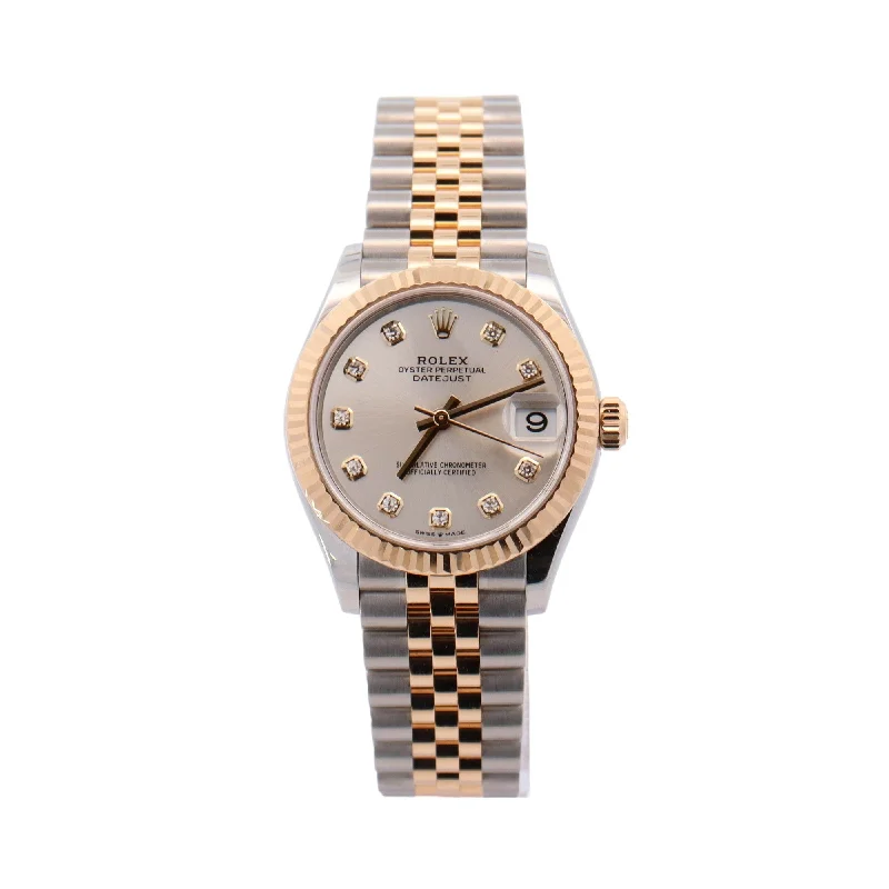 Rolex Datejust Yellow Gold and Stainless Steel 31mm SIlver Diamond Dial Watch Reference #: 278273