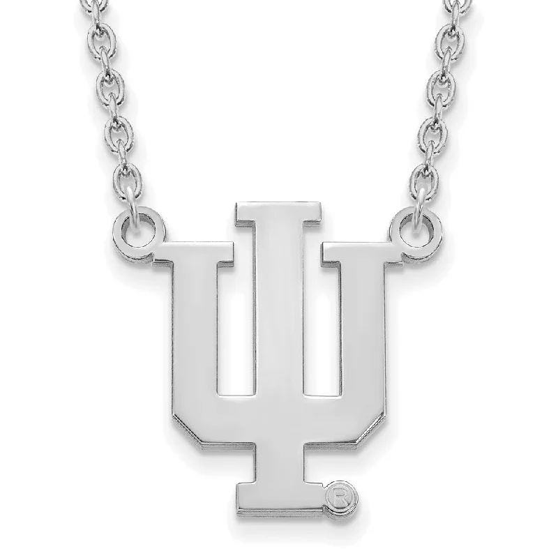 Sterling Silver Indiana U Large 'IU' Inititals Pendant Necklace