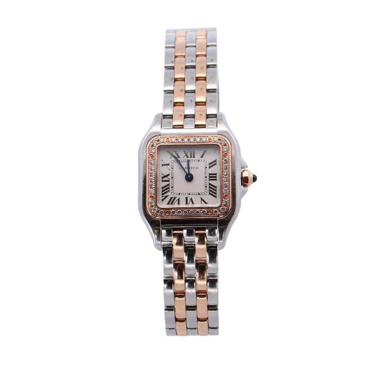 Cartier Panthere Two-Tone Stainless Steel & Rose Gold 22mm White Roman Dial Watch Reference# W3PN0006