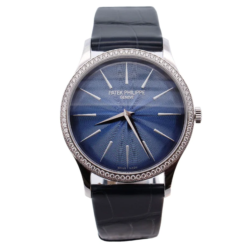 Patek Philippe Calatrava White Gold 35mm Blue Stick Dial Watch Reference# 4997/200G-001