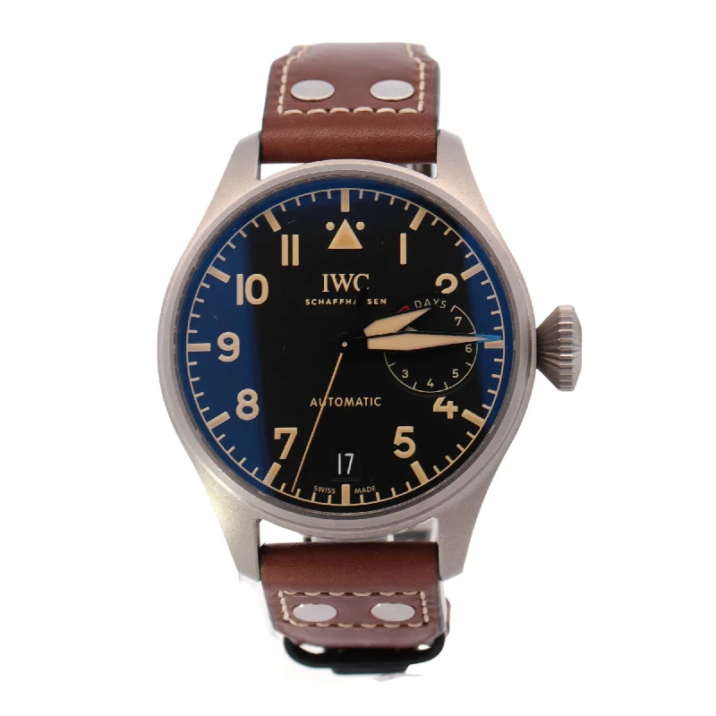 IWC Mens Big Pilot Titanium 46mm Black Arabic Numeral Dial Watch Reference# IW501004