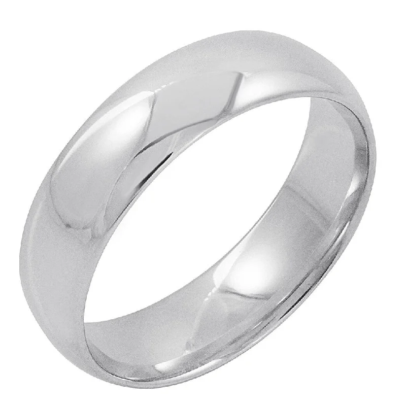 Men's 14K White Gold 6mm Comfort Fit Plain Wedding Band (Available Ring Sizes 8-14)