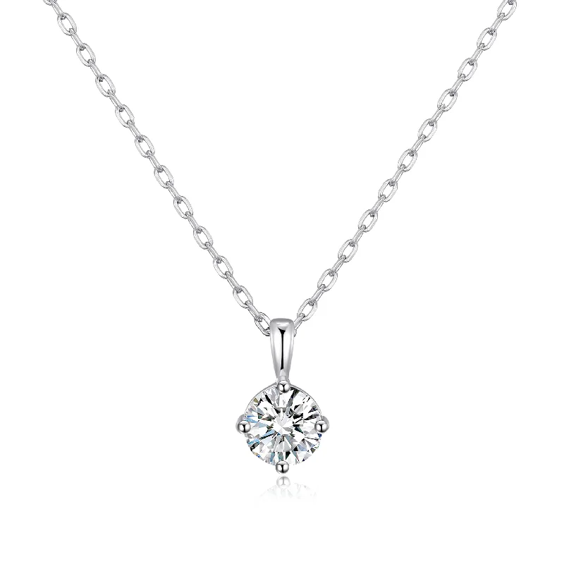 Sterling Silver April (Diamond) Birthstone Necklace Created with Zircondia® Crystals