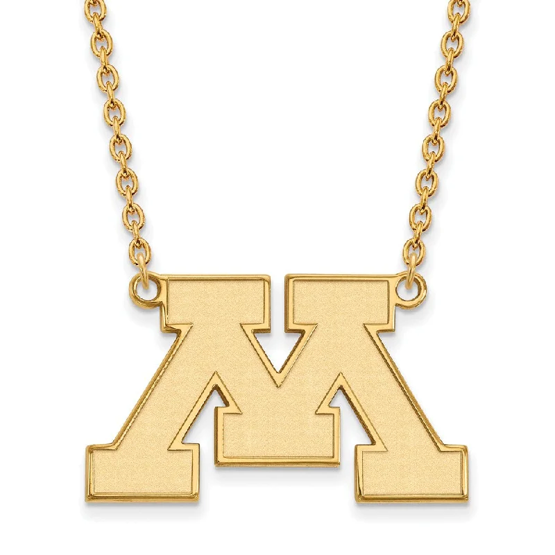 14k Gold Plated Silver U of Minnesota Large Initial M Pendant Necklace