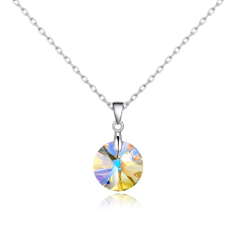 Sterling Silver Aurora Borealis Necklace Created with Zircondia® Crystals