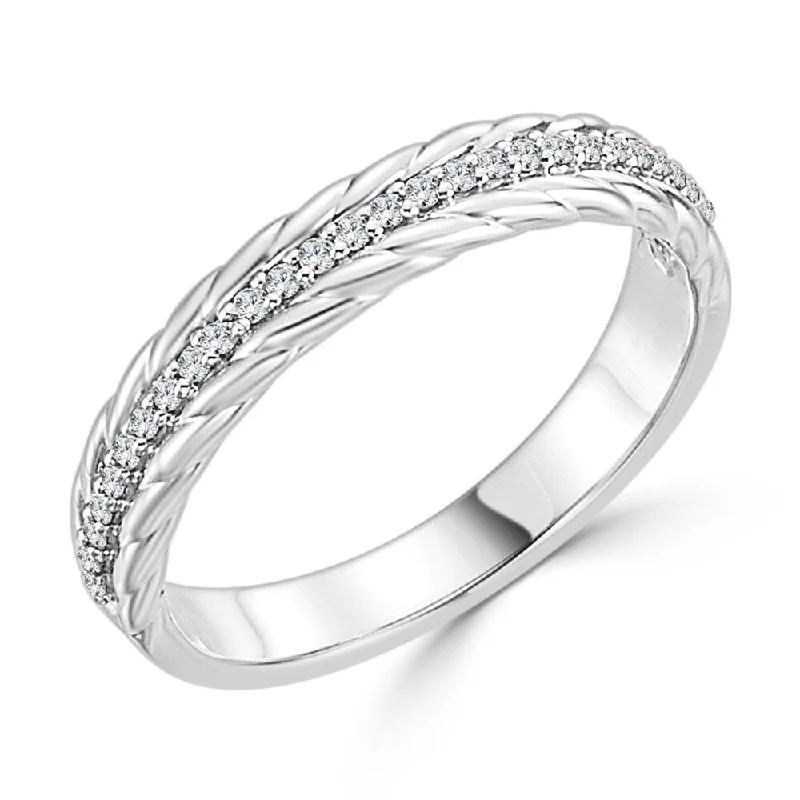 Auriya Stackable Rope Style 1/6ct TDW Diamond Wedding Band 10K Gold