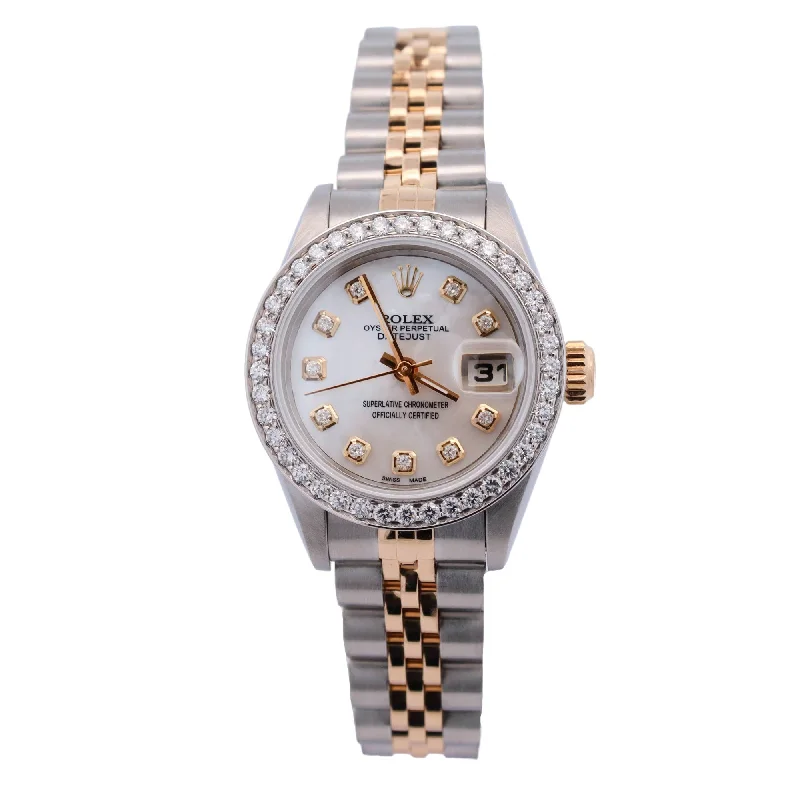 Rolex Datejust Steel & Yellow Gold 26mm MOP Diamond Dial Watch Reference#: 69173