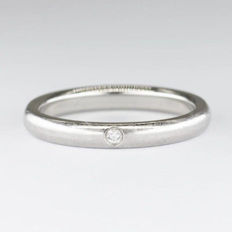 'Tiffany & Co.' Elsa Peretti Platinum Band Ring with Diamond | 0.02ctw | SZ 6