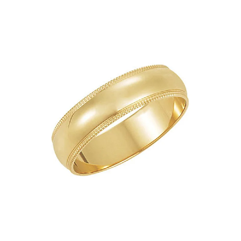 5mm Milgrain Edge Domed Light Band in 10k Yellow Gold