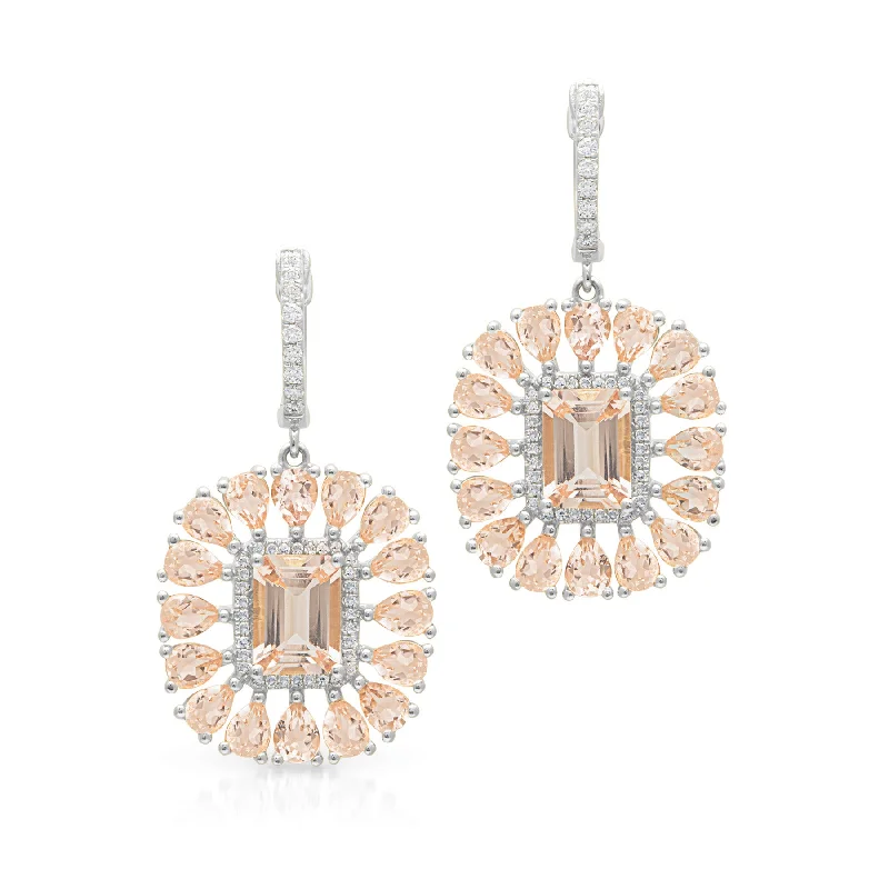 14KT White Gold Morganite Diamond Amabel Earrings