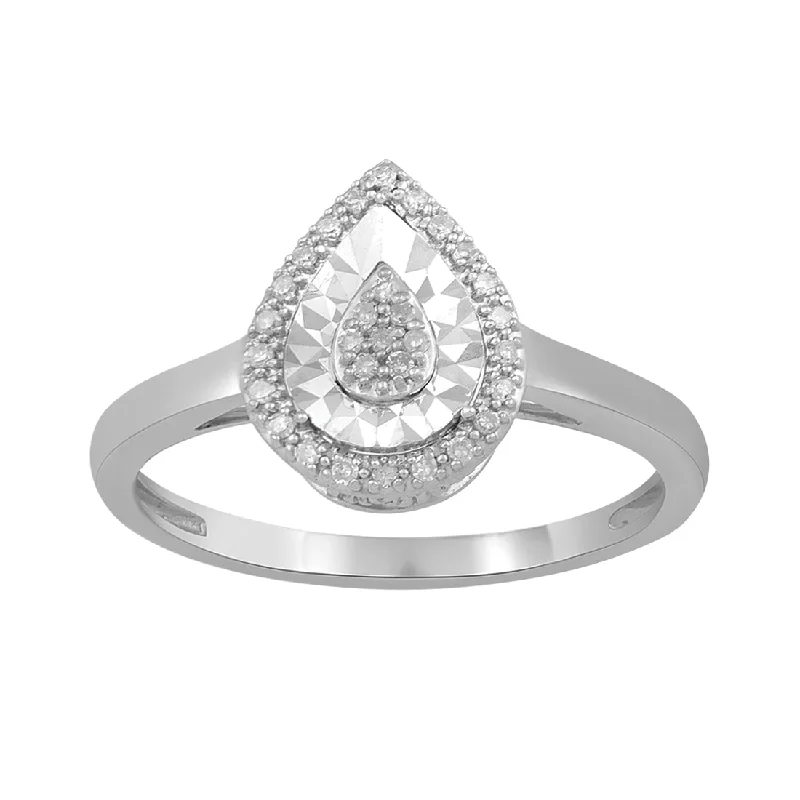 Sterling Silver 0.10ct Diamond Pear Ring