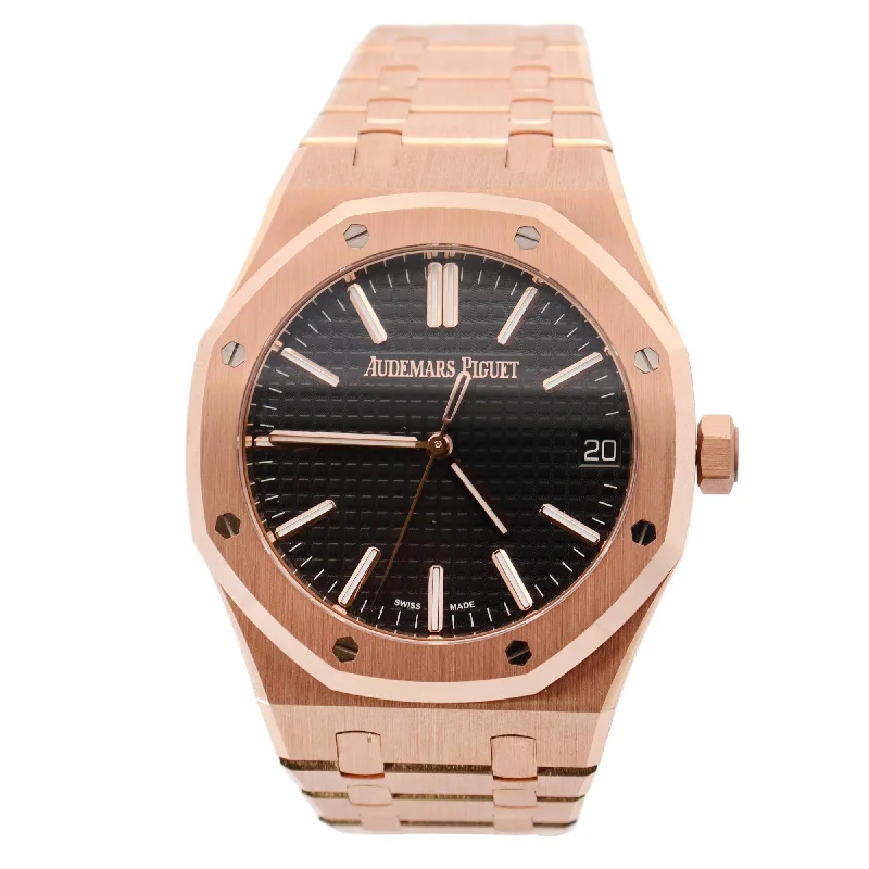 Audemars Piguet Royal Oak Rose Gold 41mm Black Stick Dial Watch Reference# 15510OR.OO.1320OR.02