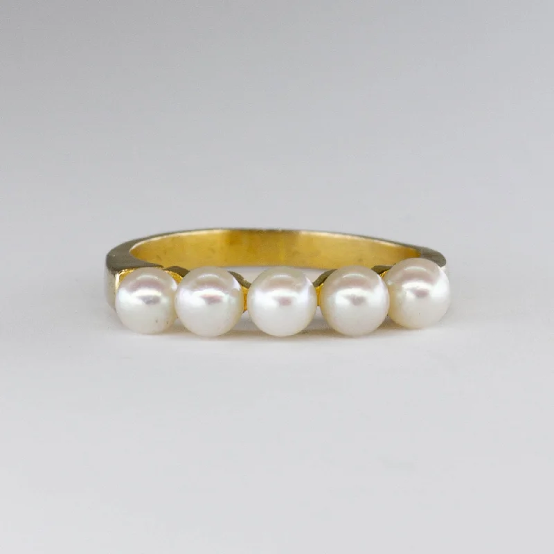 Five Pearl 14k Dainty Ring | SZ 3.25 |