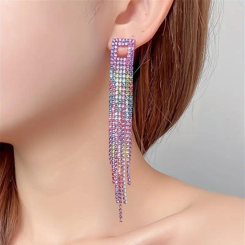 Rhinestone Tassel Earrings